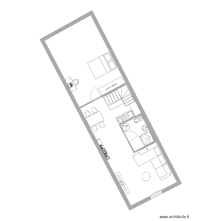 Trentat R2. Plan de 2 pièces et 64 m2