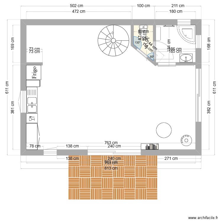 Maison de So et Iz. Plan de 1 pièce et 1 m2