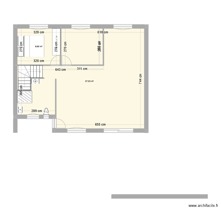 1er - SAint Céré. Plan de 2 pièces et 67 m2