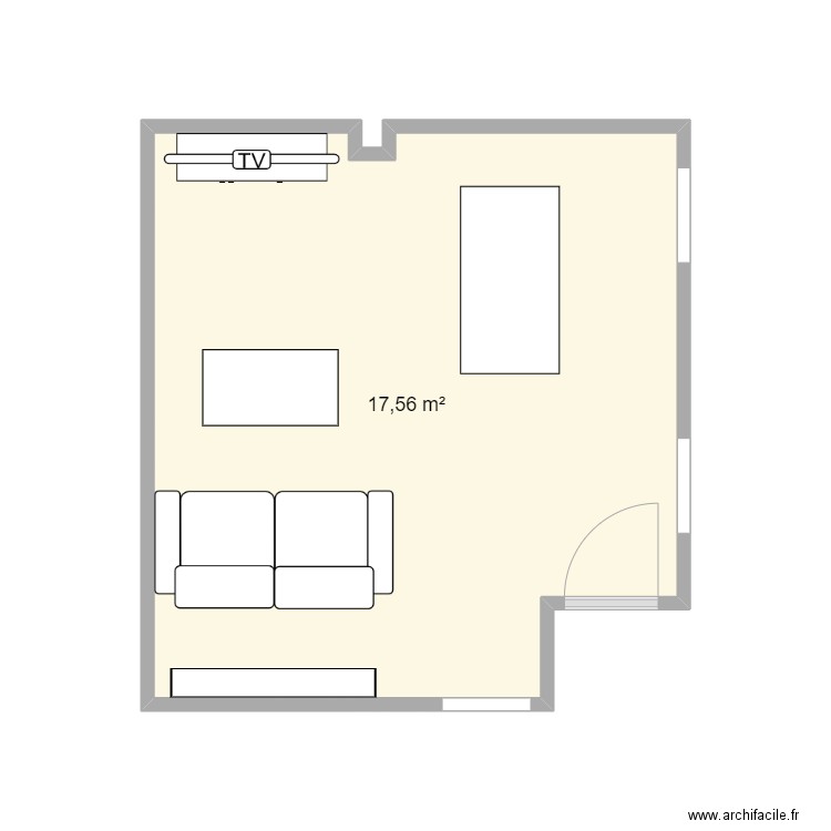 Salon. Plan de 1 pièce et 18 m2