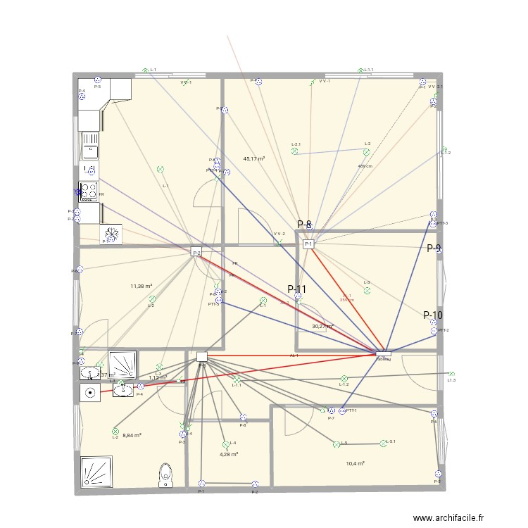 Musa köy elektrik . Plan de 8 pièces et 113 m2