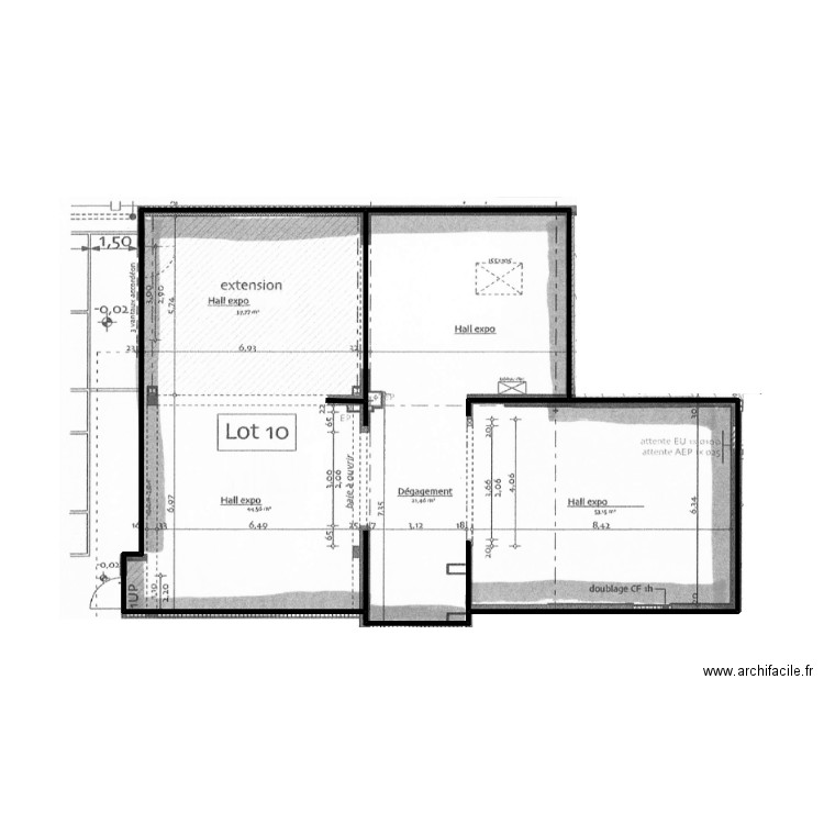 35005-croquis. Plan de 1 pièce et 58 m2