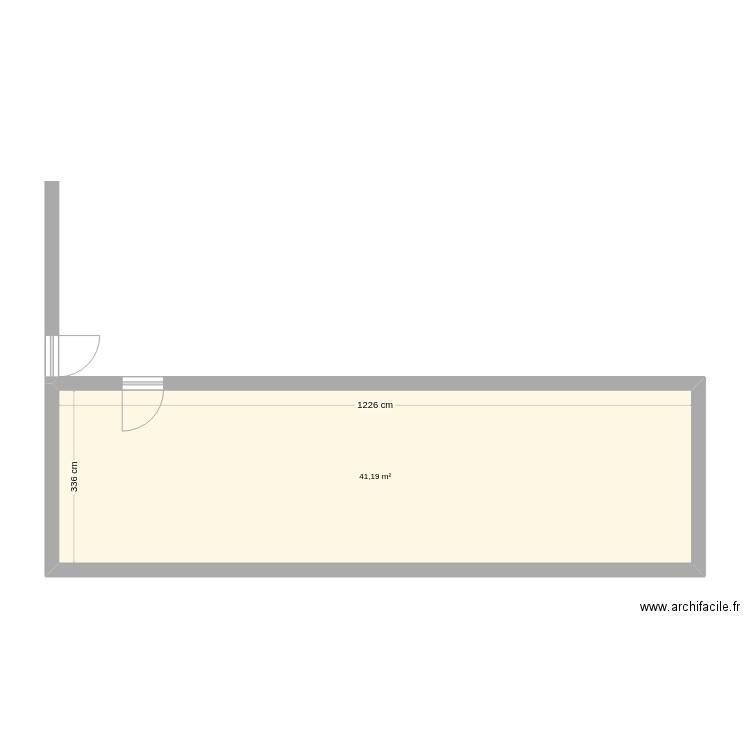 RDC. Plan de 1 pièce et 41 m2