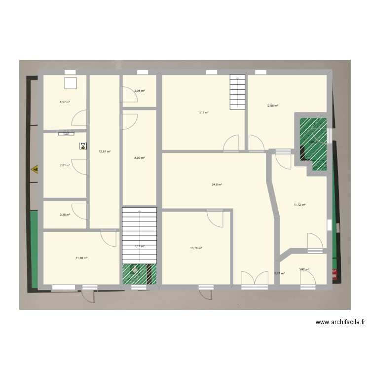 C.A Puget-Ville. Plan de 16 pièces et 149 m2