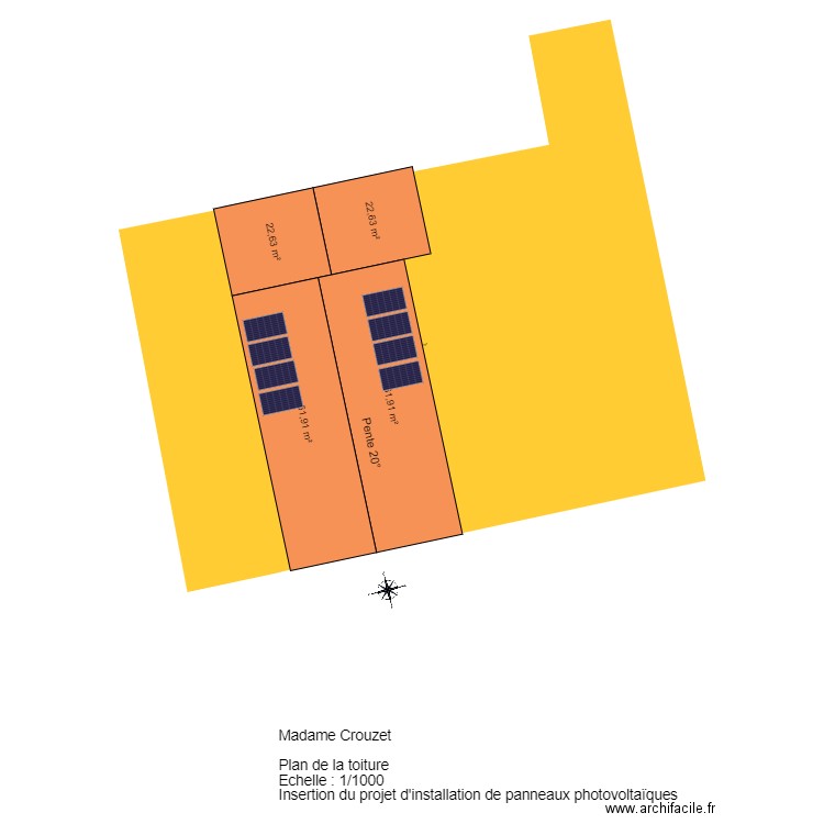 plan de toiture Crouzet. Plan de 1 pièce et 147 m2