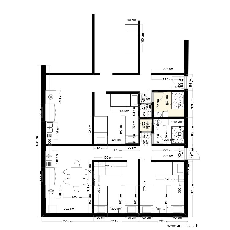 michel. Plan de 2 pièces et 4 m2