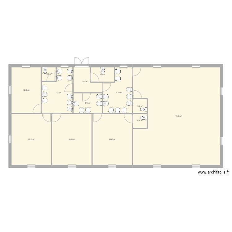 cabinet. Plan de 13 pièces et 198 m2