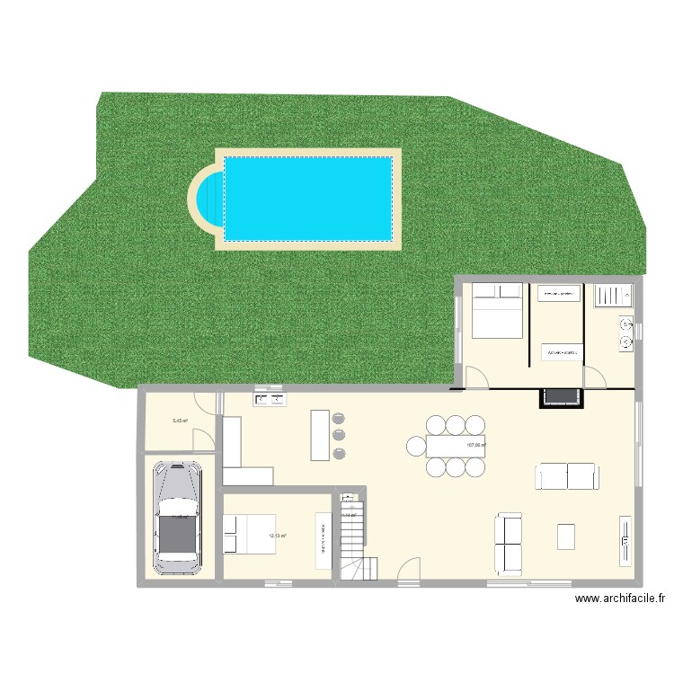 maison 1. Plan de 5 pièces et 137 m2