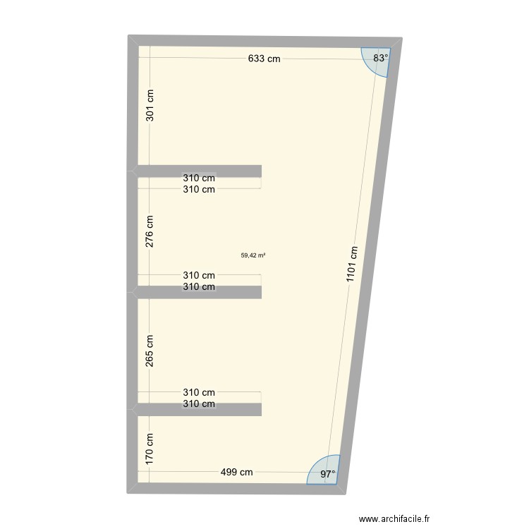 Sid l’moukhtar. Plan de 1 pièce et 59 m2