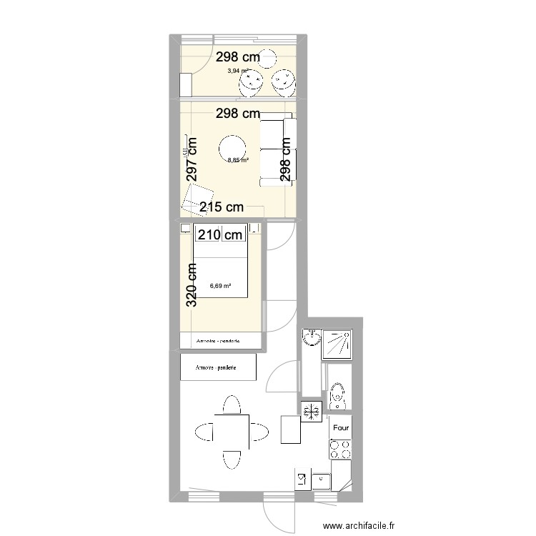 Noirmoutier. Plan de 3 pièces et 19 m2