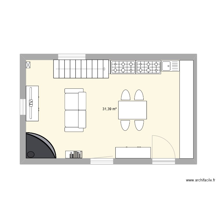 MH bas. Plan de 1 pièce et 31 m2