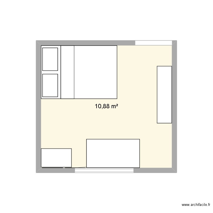 chambre carrée Matis. Plan de 1 pièce et 11 m2