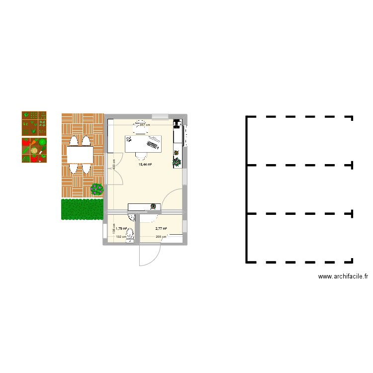 CABINET 3. Plan de 3 pièces et 20 m2