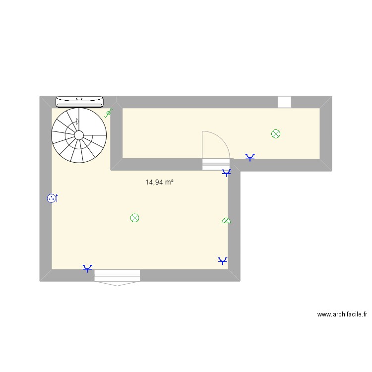 etage maison vido. Plan de 1 pièce et 15 m2