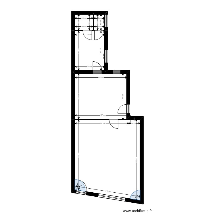 Local co tournon. Plan de 4 pièces et 55 m2