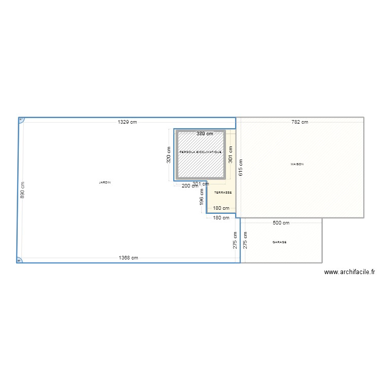 Pergola. Plan de 5 pièces et 189 m2