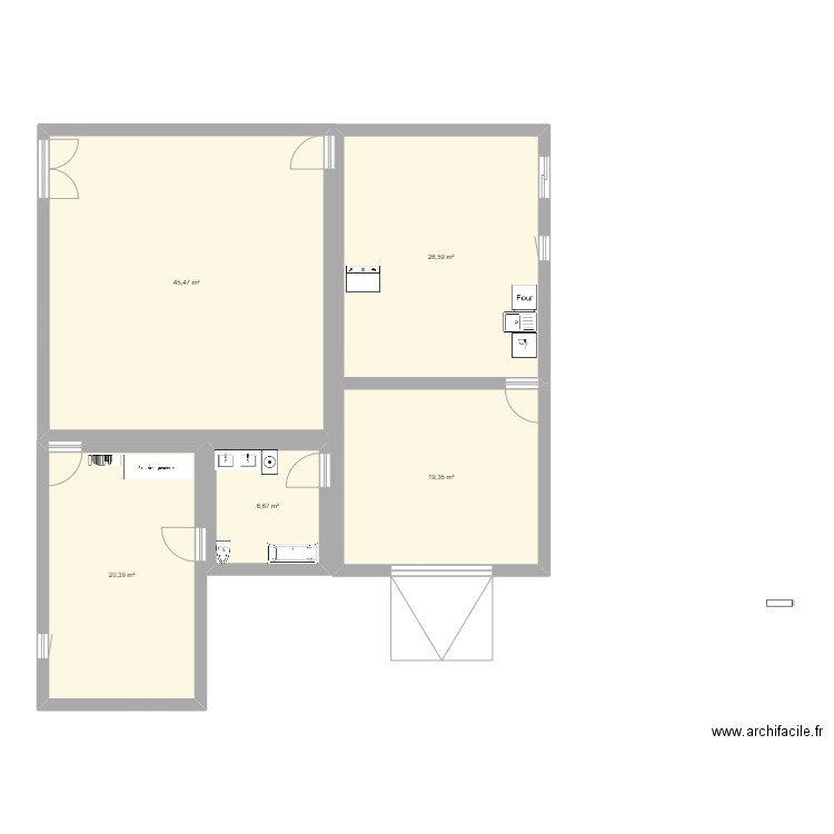 saliou. Plan de 5 pièces et 118 m2