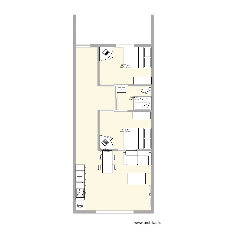 Plan la Martine . Plan de 6 pièces et 97 m2