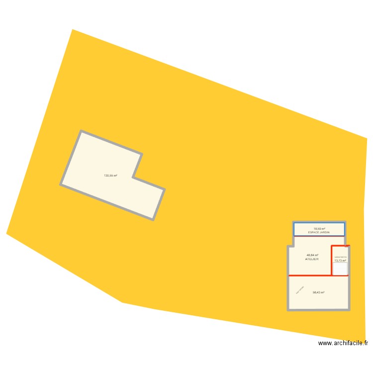 hangar. Plan de 5 pièces et 268 m2