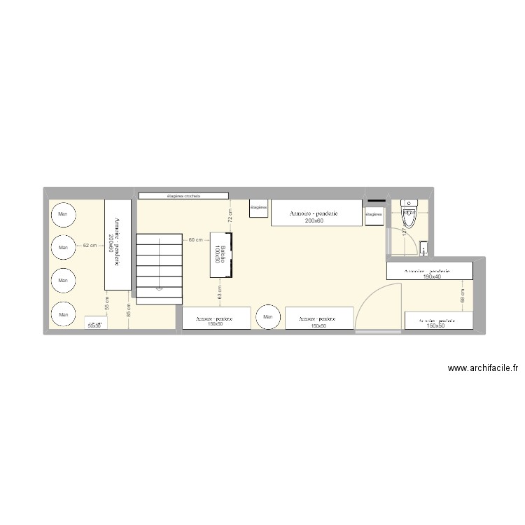 Isnardy's Closet Mobilado V2. Plan de 5 pièces et 25 m2