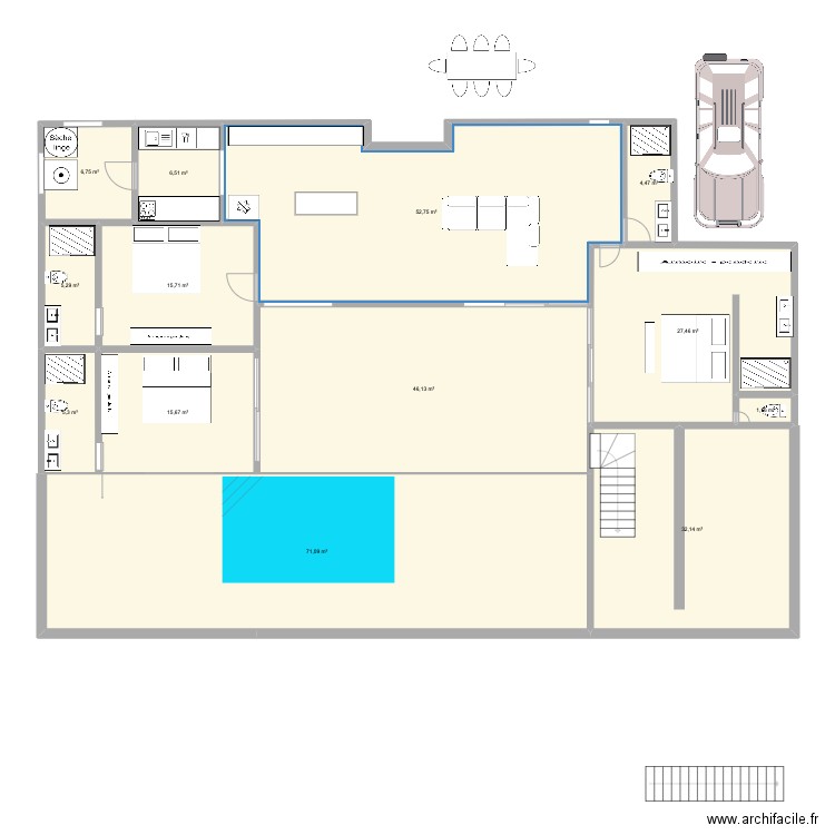 xxx. Plan de 13 pièces et 290 m2