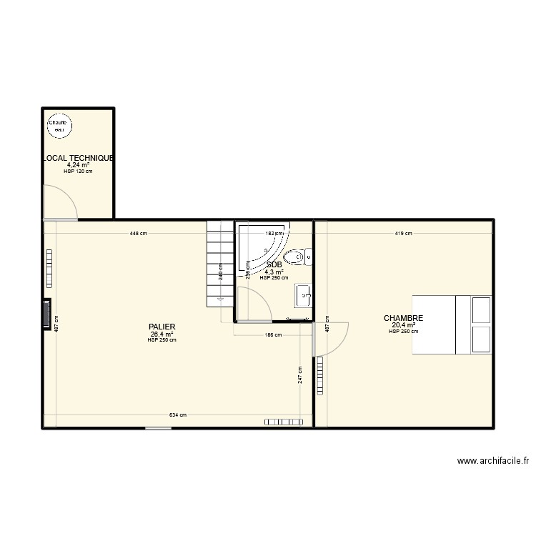 2 EME ETAGE SOUS RAMPANTS. Plan de 4 pièces et 55 m2