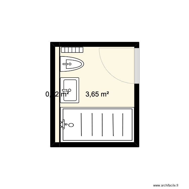 Sb Loge fournier. Plan de 2 pièces et 4 m2