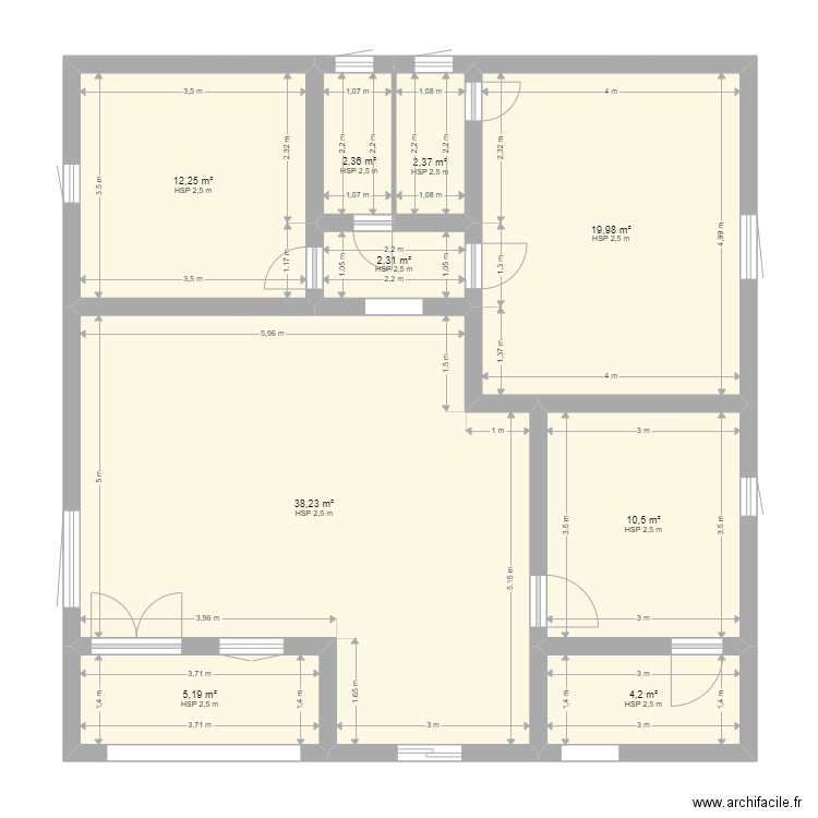 MAISON BIKELE. Plan de 9 pièces et 97 m2