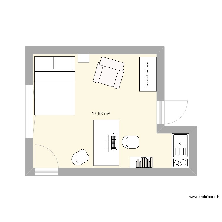 Franck. Plan de 1 pièce et 18 m2