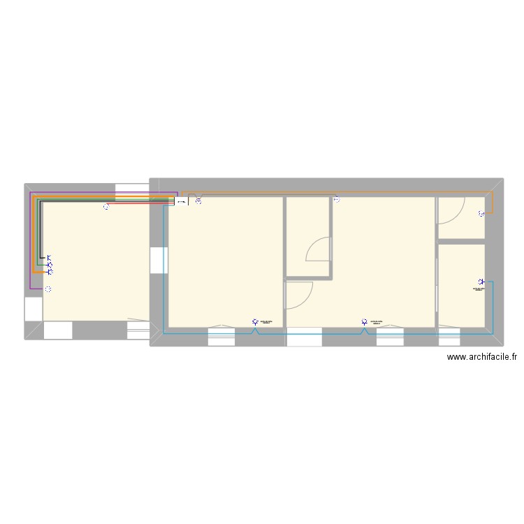 tranche 2_ circuits spécifiques. Plan de 2 pièces et 60 m2