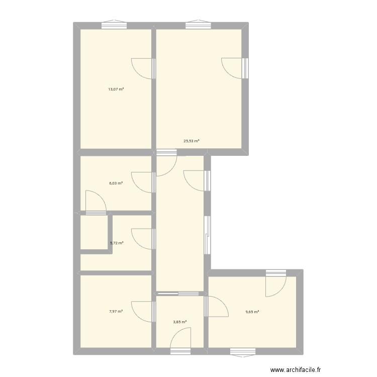 N1chat. Plan de 7 pièces et 72 m2