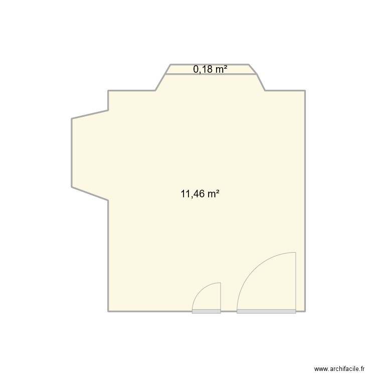 chambre du bas. Plan de 2 pièces et 12 m2