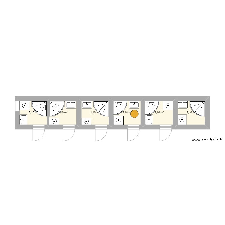 Plan SDB1. Plan de 6 pièces et 13 m2