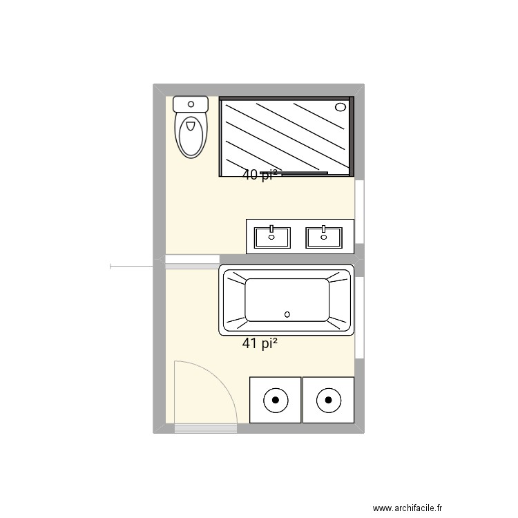 Salle de bain Vincent #4. Plan de 2 pièces et 8 m2