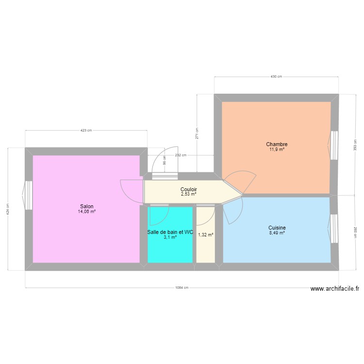 palissot . Plan de 6 pièces et 41 m2