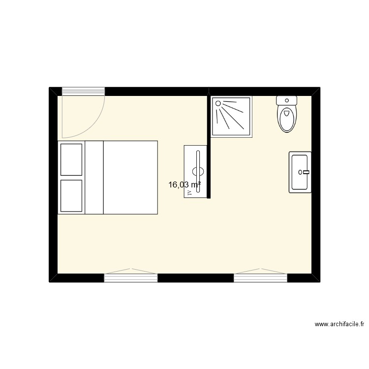 petit apartement. Plan de 1 pièce et 16 m2