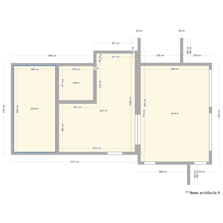 Extension sous sol. Plan de 4 pièces et 109 m2