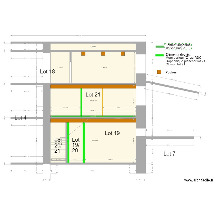 MInimes_coupe_Nord_plan_Nord_AA2. Plan de 5 pièces et 81 m2