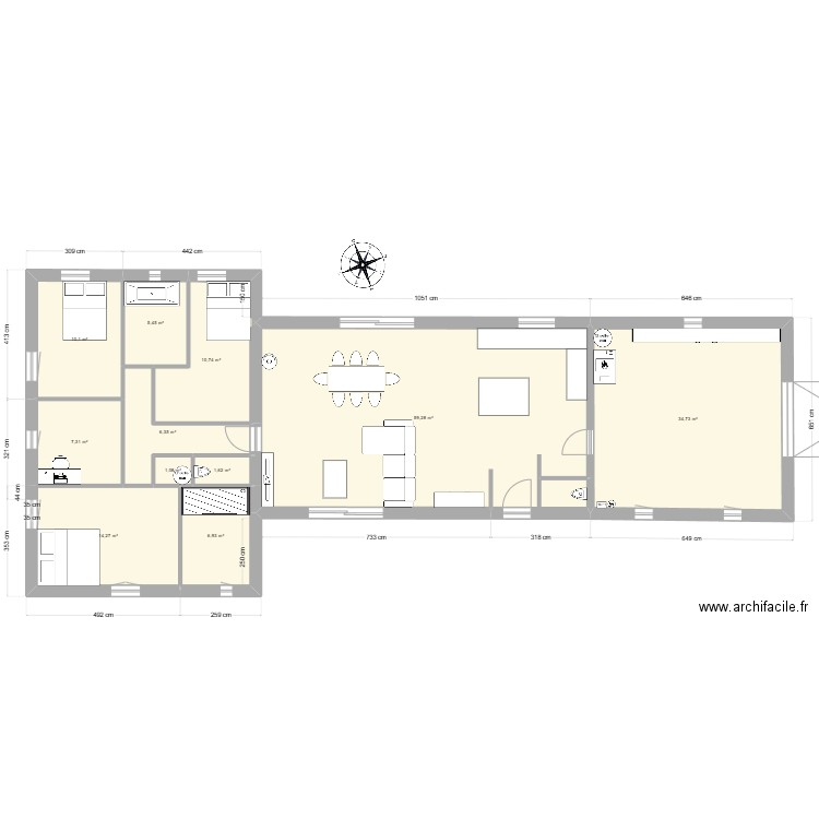 maison. Plan de 11 pièces et 158 m2