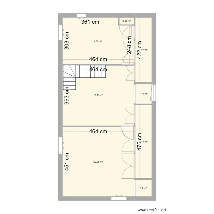 Pornichet etage. Plan de 8 pièces et 66 m2