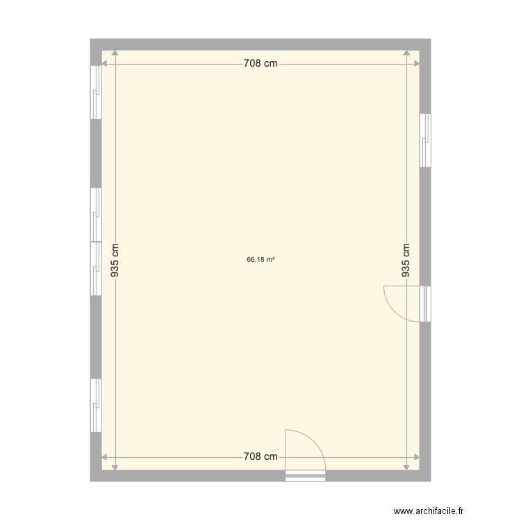 Bourgade Nu. Plan de 1 pièce et 66 m2