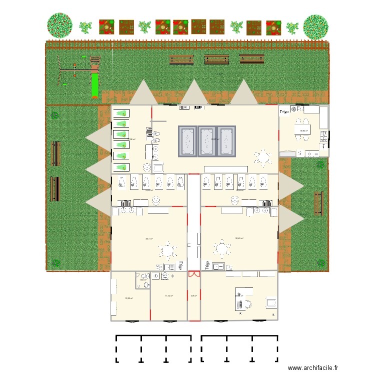 creche projet d'accueil. Plan de 12 pièces et 228 m2