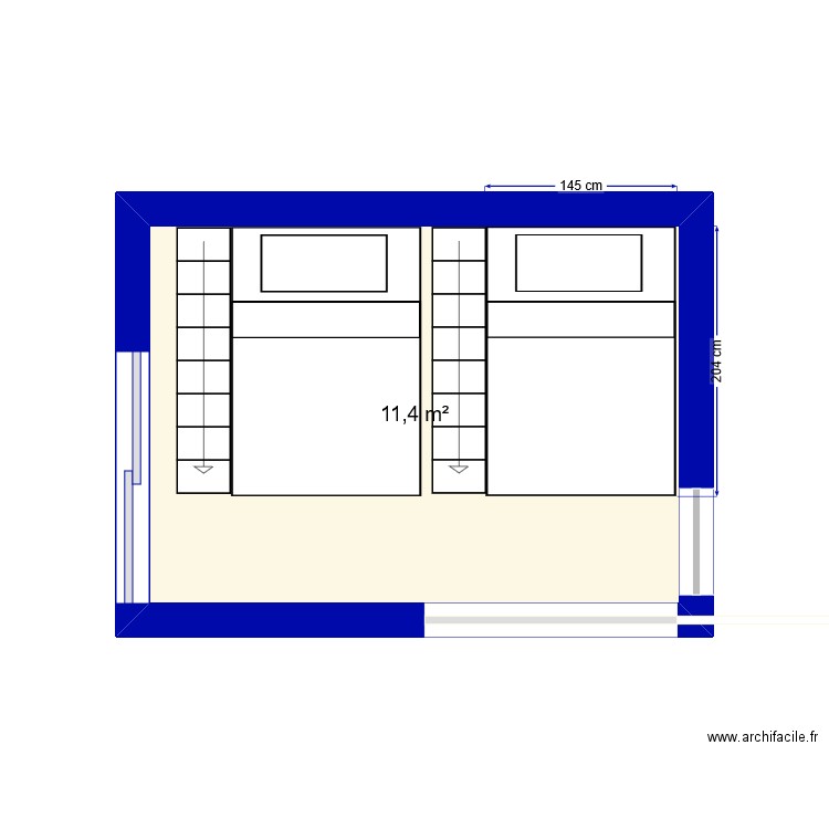 chambre ado. Plan de 1 pièce et 11 m2