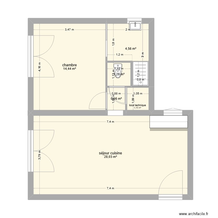 revest. Plan de 6 pièces et 50 m2