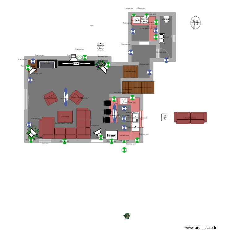 nounou  phi . Plan de 3 pièces et 67 m2