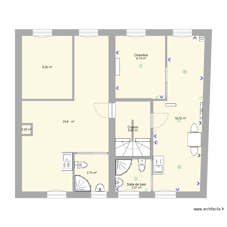 PLAN AULNOYE. Plan de 8 pièces et 76 m2