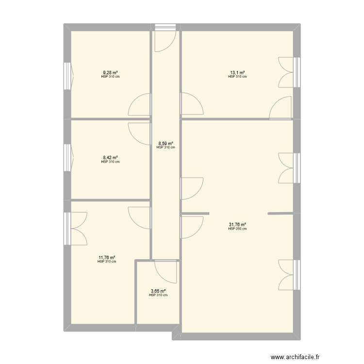 TER. Plan de 7 pièces et 87 m2