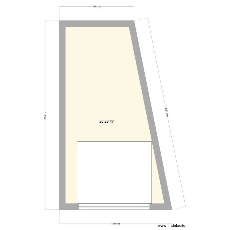 garage. Plan de 1 pièce et 26 m2