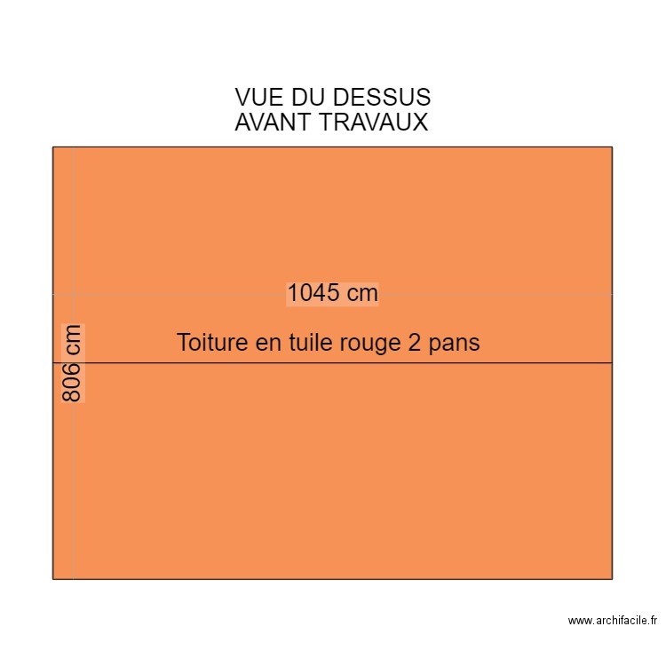 Dp4 vue du dessus avant travaux. Plan de 1 pièce et 75 m2