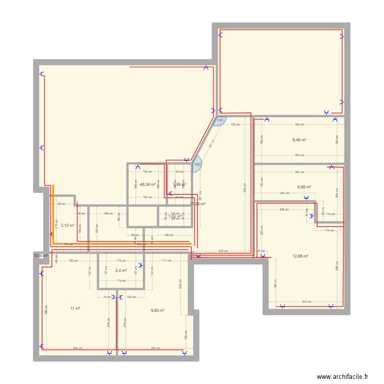 71 cours jean jaures. Plan de 12 pièces et 74 m2